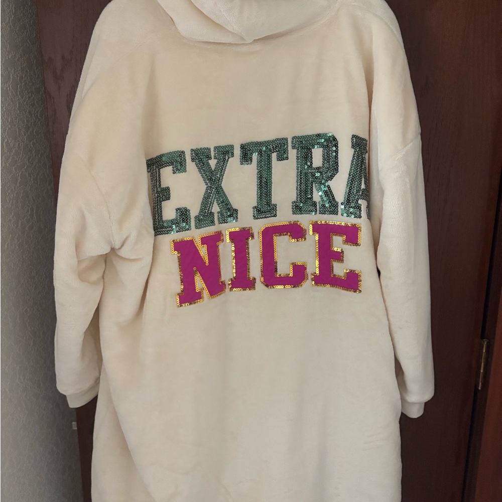 Cozy Cream Hooded Sweater with Sequin Detail